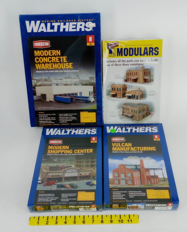 4 WALTHERS CORNERSTONE N SCALE BUILDING KITS, 4 OBS NNC INV 263331075
