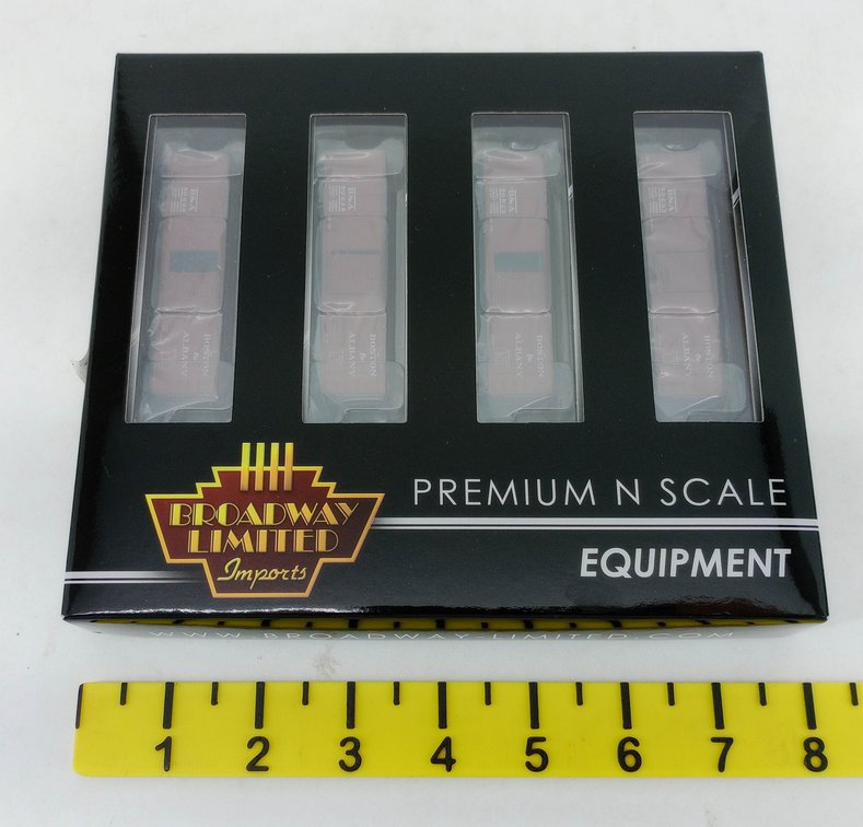 BROADWAY LIMITED 3405 B&A STEEL BOX CAR 4-PACK, CORRUGATED ENDS, N SCALE, OB INV 263331083