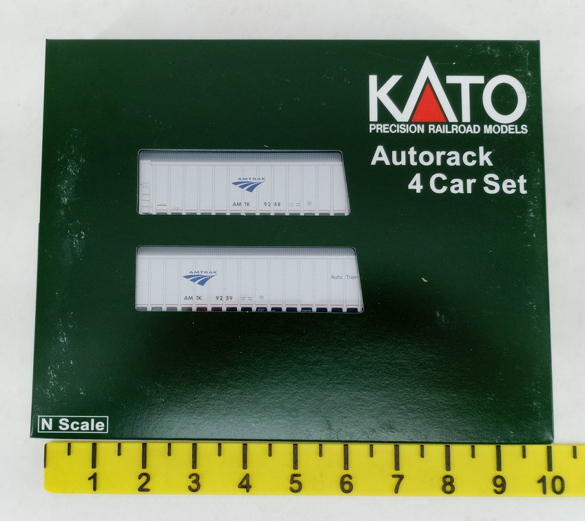 KATO 106-5506 AMTRAK PHASE V AUTORACK 4 CAR SET, N SCALE, OB INV 263331095
