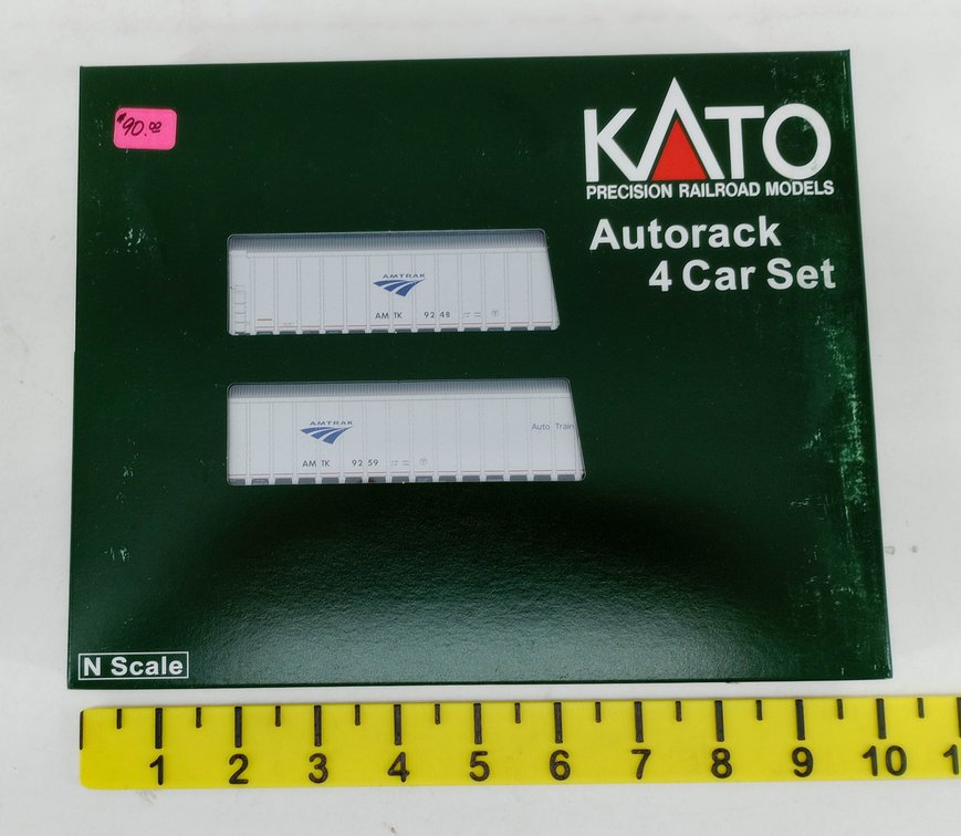 KATO 106-5506 AMTRAK PHASE V AUTORACK 4 CAR SET #4, N SCALE, OB INV 263331096