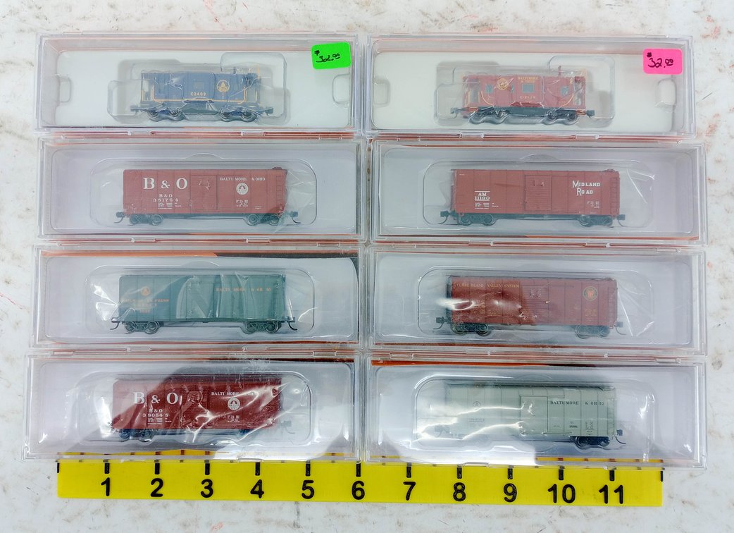 8 FOX VALLEY MODELS N SCALE B&O WAGONTOPS & CABOOSES, 8 OBS INV 263331104
