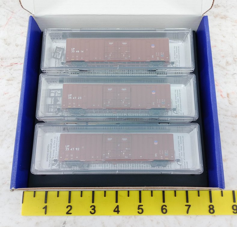 3 MICRO-TRAINS N SCALE UNION PACIFIC HI-CUBE BOXCARS, OB INV 263331118