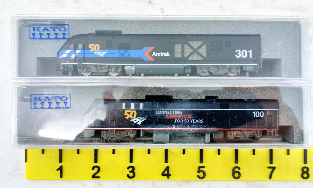2 KATO N SCALE AMTRAK 50TH ANNIV LOCOMOTIVES 176-6050 ALC-42 & 176-6035 P42, 2 OBS INV 263331129