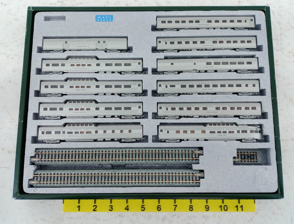KATO 106-055 CALIFORNIA ZEPHYR 11 CAR SET W/ UNITRACK, N SCALE, OB INV 263331141