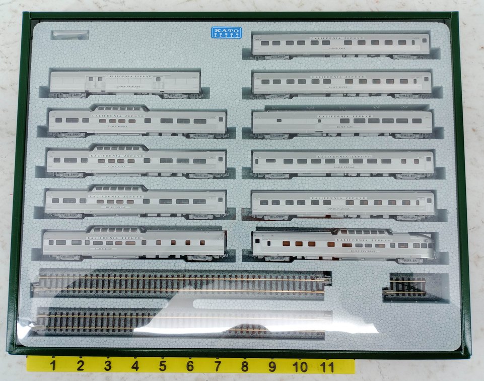 KATO 106-056 CALIFORNIA ZEPHYR 11 CAR PASSENGER SET W/ UNITRACK, OB INV 263331142