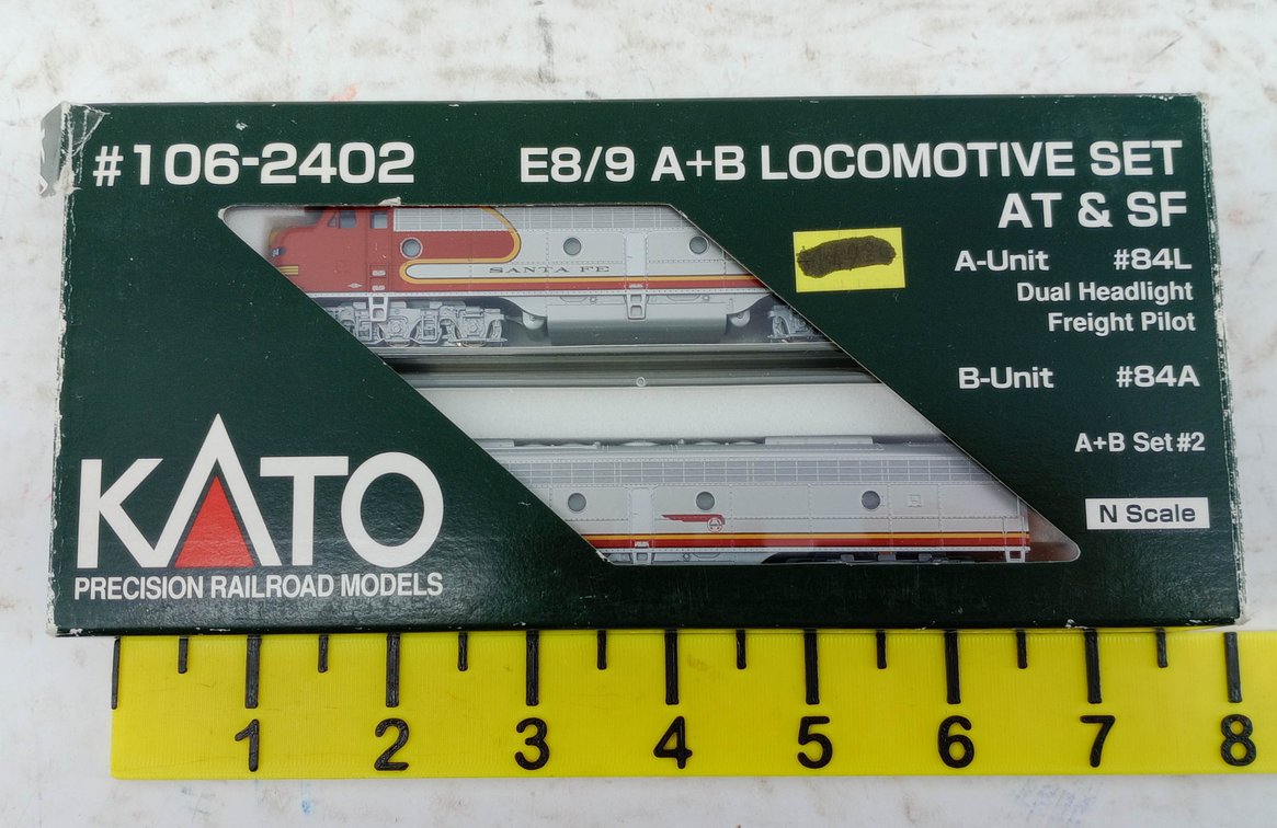 KATO 106-2402 SANTA FE E8/9 A+B N SCALE LOCOMOTIVE SET, OB INV 263331148