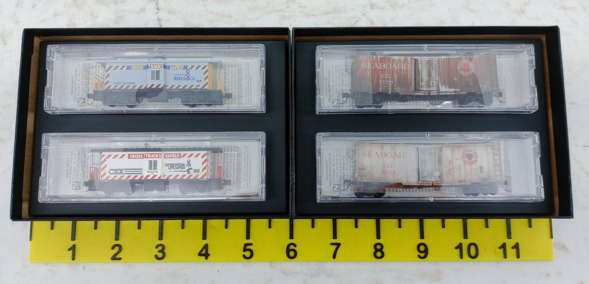 4 MICRO-TRAINS LINE N SCALE CSX CABOOSES & SEABOARD WEATHERED BOXCARS, 2 OBS INV 263331159