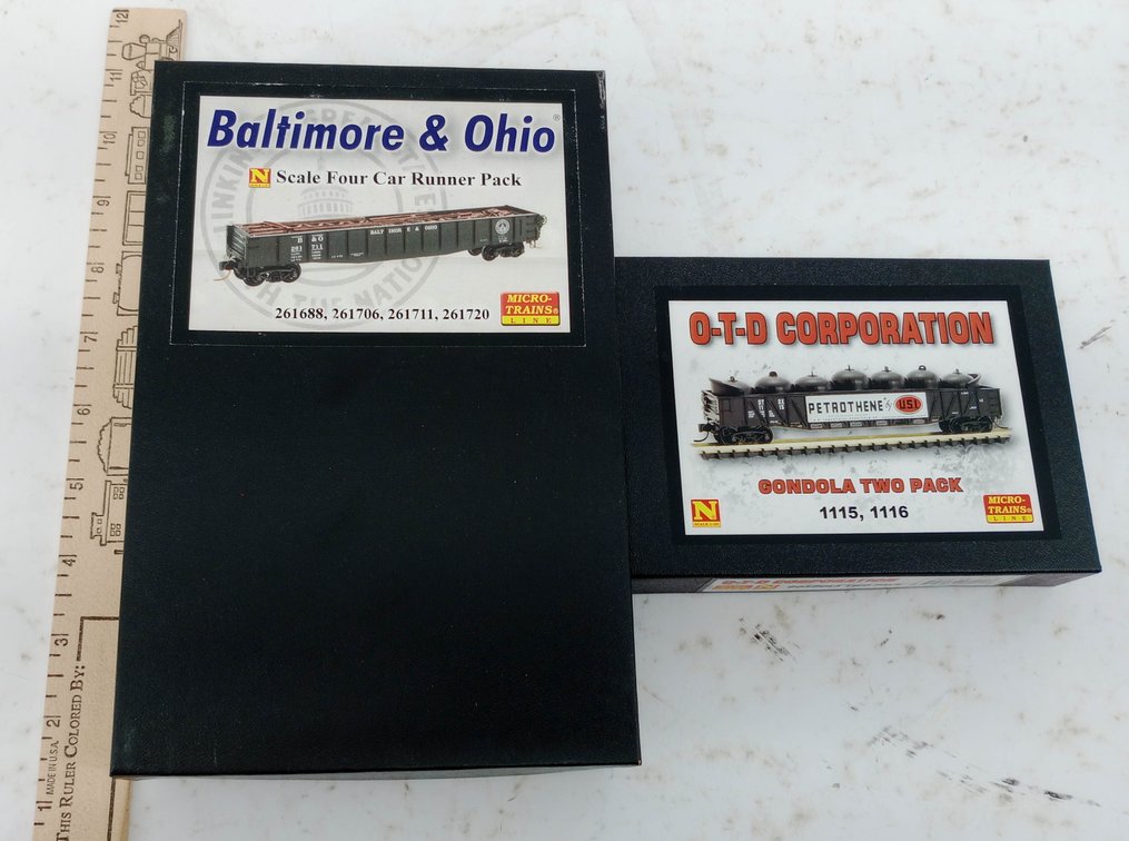6 MICRO-TRAINS N SCALE B&O & O-T-D PETROTHENE GONDOLAS, 2 OBS INV 263331164