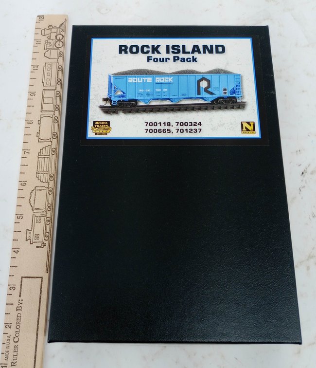 4 MICRO-TRAINS 993 00 191 ROCK ISLAND N SCALE HOPPERS, OB INV 263331169