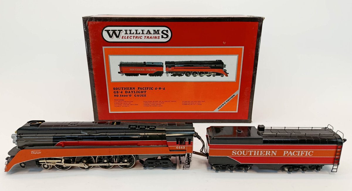 WILLIAMS O GAUGE 5600 SOUTHERN PACIFIC 4-8-4 GS-4 DAYLIGHT 4449 STEAM LOCOMOTIVE & TENDER, OB  INV 263350044