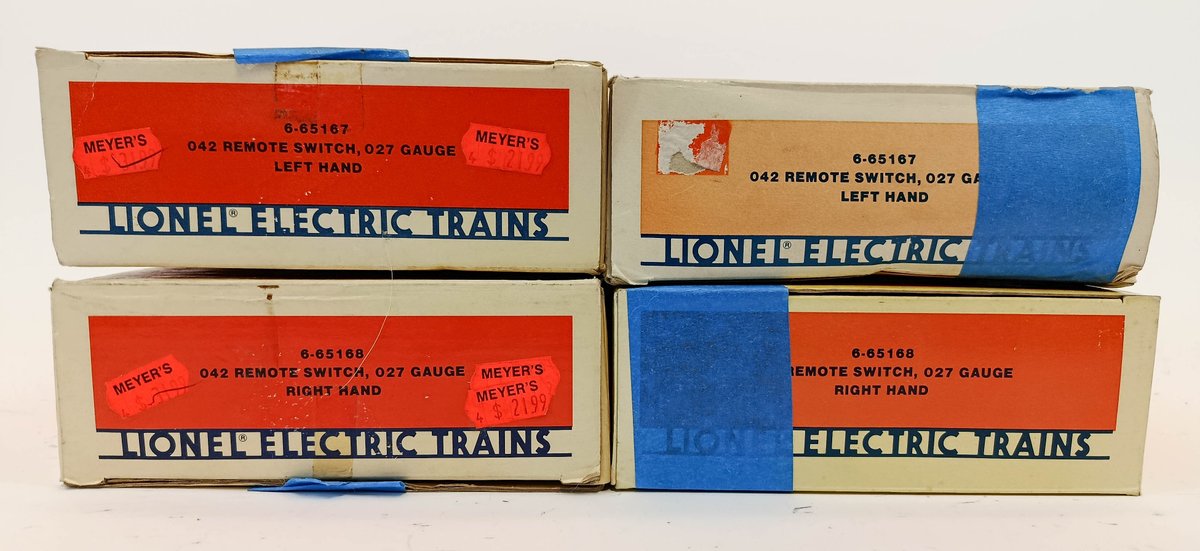 2 LIONEL 6-65167 & 2 LIONEL 6-65168 042 027 GAUGE REMOTE SWITCHES, 4 OBS  INV 263350046