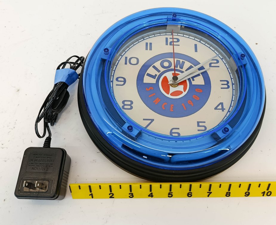 LIONEL SINCE 1900 BLUE NEON WALL CLOCK W/ ADAPTER  INV 263350051