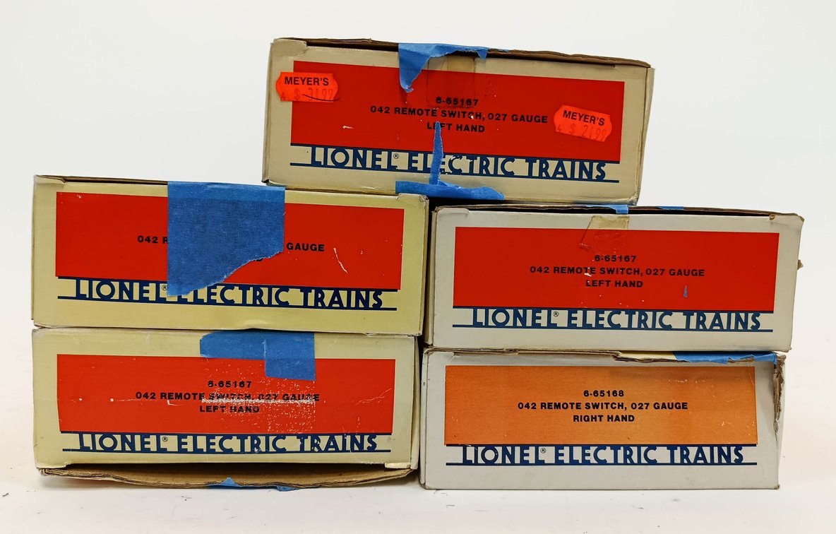 5 LIONEL 6-65167 & 6-65168 042 REMOTE SWITCHES 027 GAUGE, 5 OBS  INV 263350052
