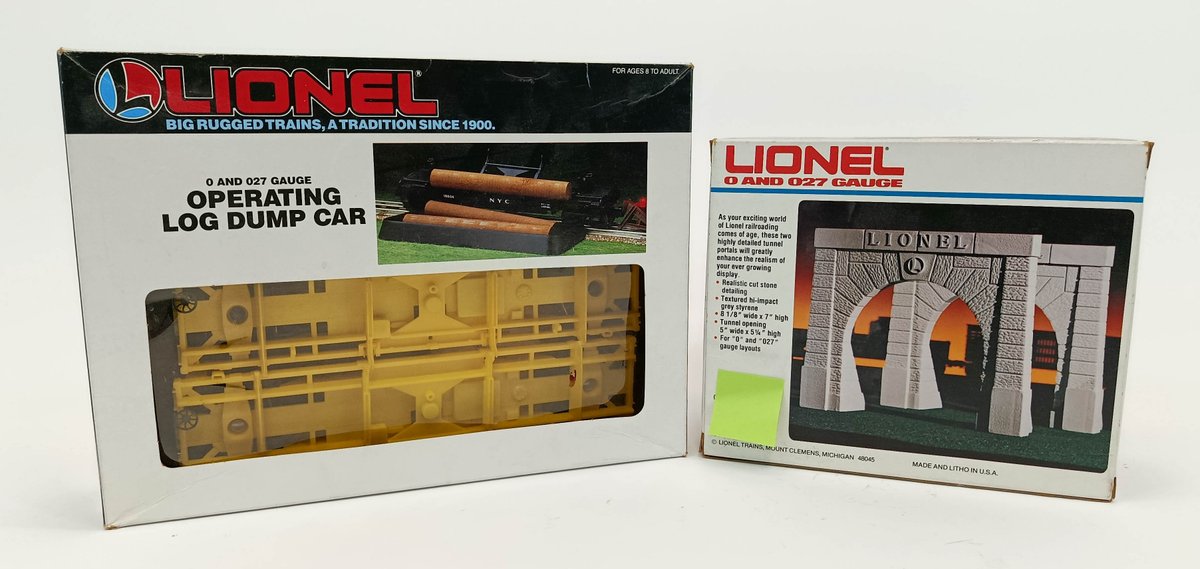 2 LIONEL 6-16621 ALASKA ROAD LOG DUMP CAR & 6-2113 TUNNEL PORTALS, 2 OBS  INV 263350059