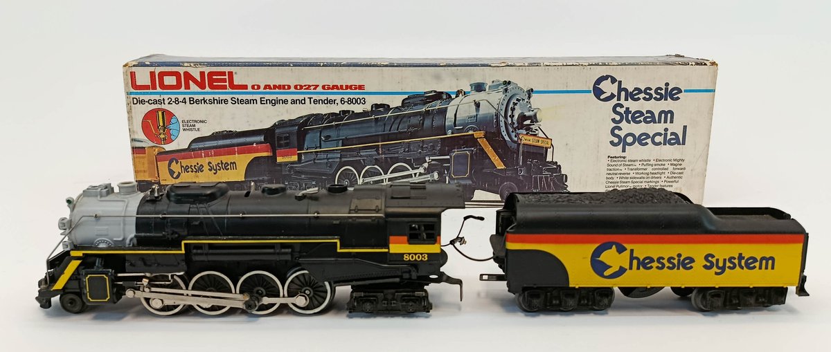 LIONEL O GAUGE 6-8003 CHESSIE SYSTEM 2-8-4 BERKSHIRE STEAM LOCOMOTIVE & TENDER, OB  INV 263350063