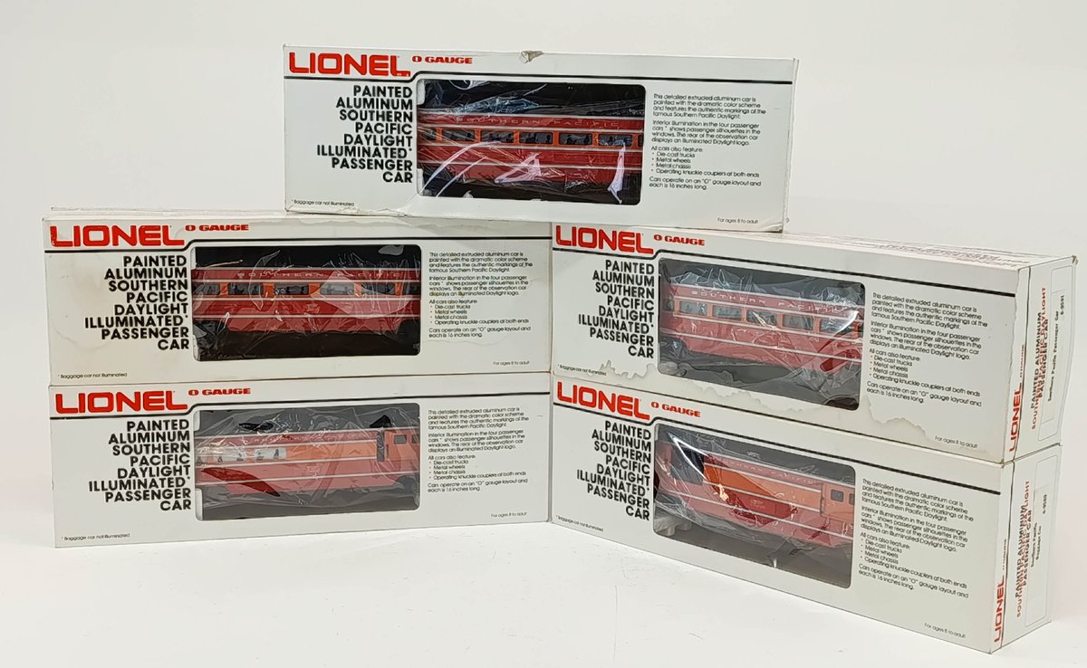 5 LIONEL O GAUGE SOUTHERN PACIFIC DAYLIGHT PASSENGER CARS 6-9589 TO 6-9593, 5 OBS  INV 263350069