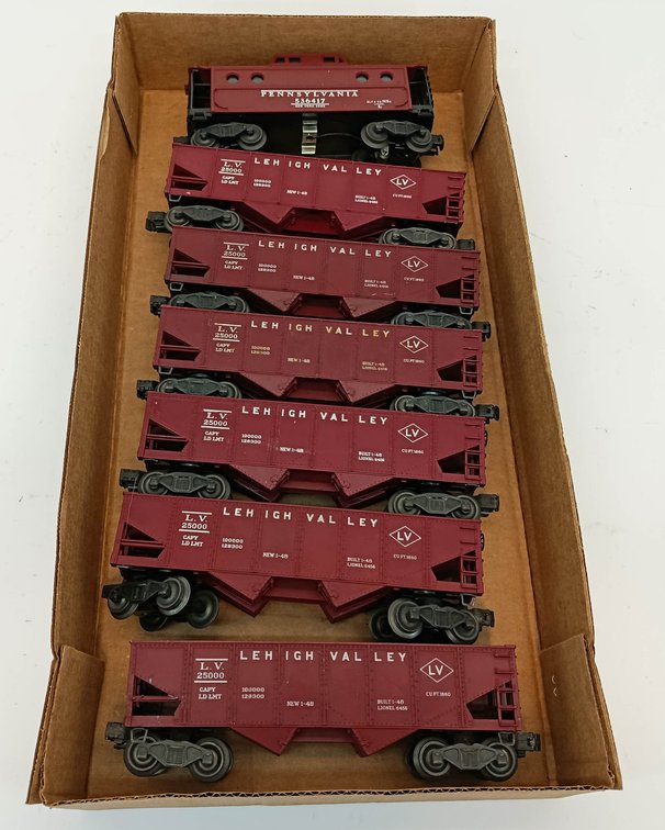 LIONEL O GAUGE 6456 LEHIGH VALLEY 6 HOPPERS & PENNSYLVANIA CABOOSE  INV 263350087