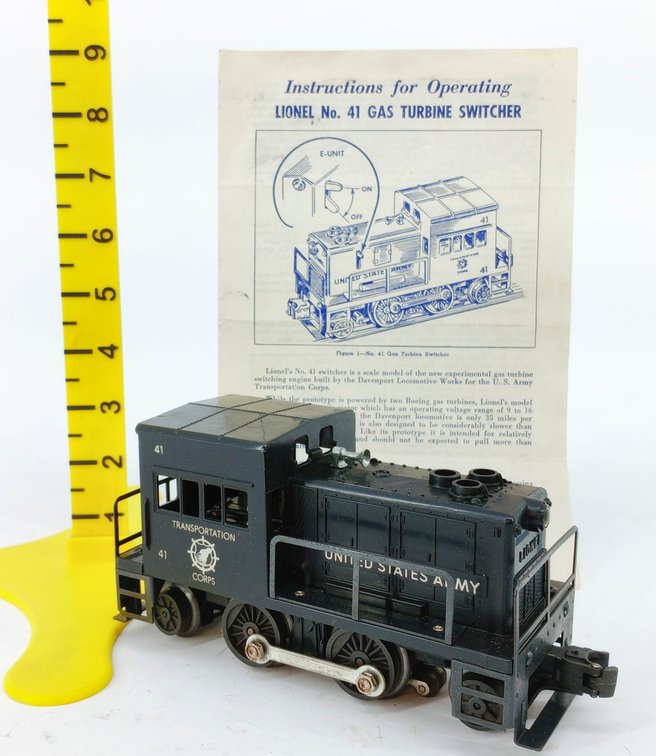 LIONEL O GAUGE 41 US ARMY TRANSPORTATION CORPS GAS TURBINE SWITCHER W/ INSTRUCTIONS  INV 263440008