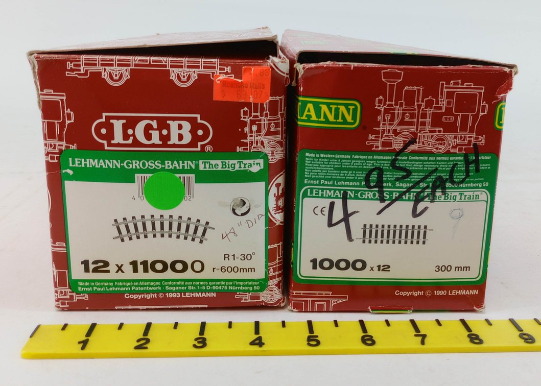 LGB 1100 12 CURVED & 1000 12 STRAIGHT G GAUGE TRACK SECTIONS, 2 OBS  INV 263440034