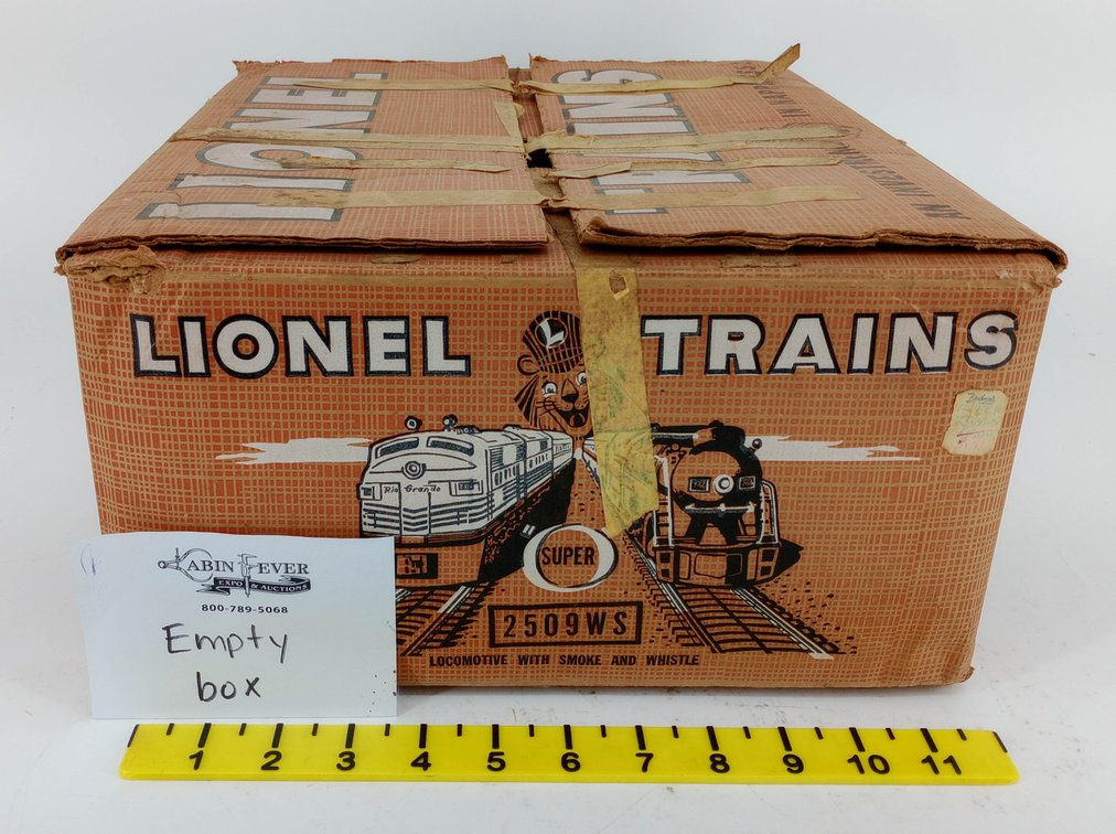 **BOX ONLY** LIONEL 2509WS SUPER O LOCOMOTIVE WITH SMOKE & WHISTLE, EMPTY SHIPPING BOX ONLY  INV 263520011