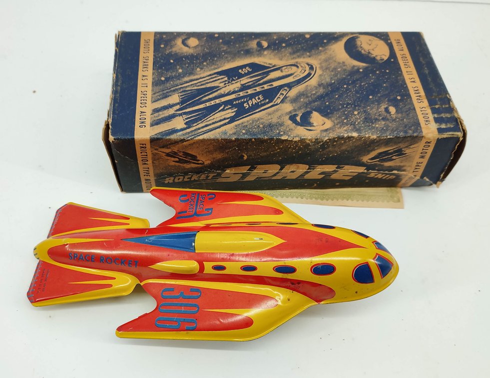 TOYS VINTAGE 1950'S AUTOMATIC TOY CO. ROCKET SPACE SHIP NO. 305 ROCKET SPACE SHIP OB  INV 262380672