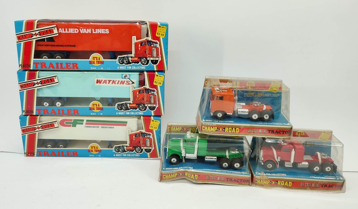 TOYS 6PC CHAMP OF THE ROAD 3- TRAILER & 3- TRUCKS IN PACKAGES  INV 262380675