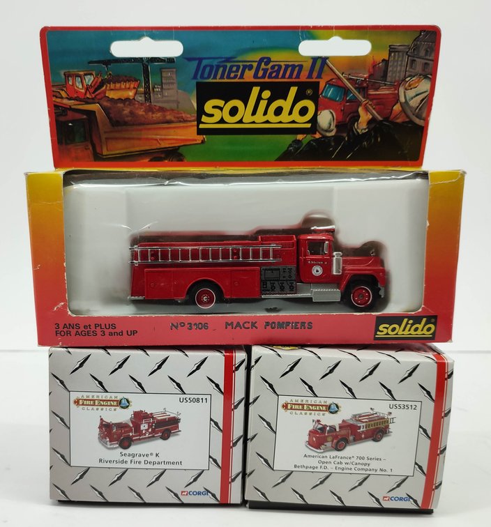TOYS 3 CORGI & SOLIDO FIRE ENGINES DIE CAST VEHICLES OBS  INV 262380679