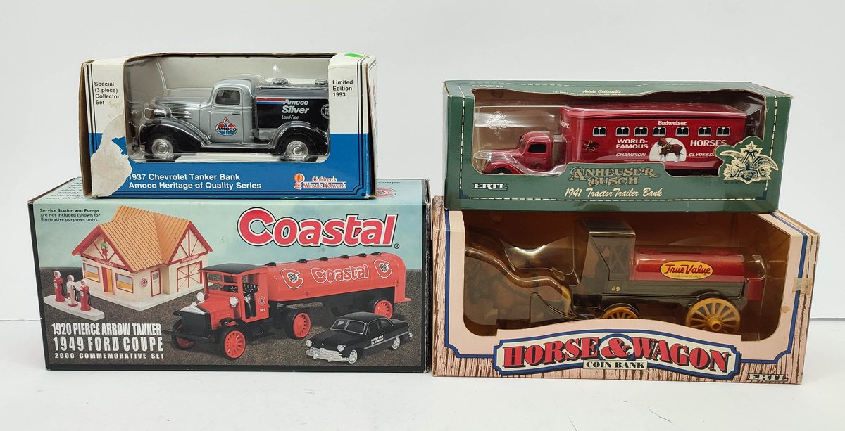 TOYS 4 DIECAST VEHICLE BANKS ERTL, COASTAL, AMOCO OBS  INV 262380682