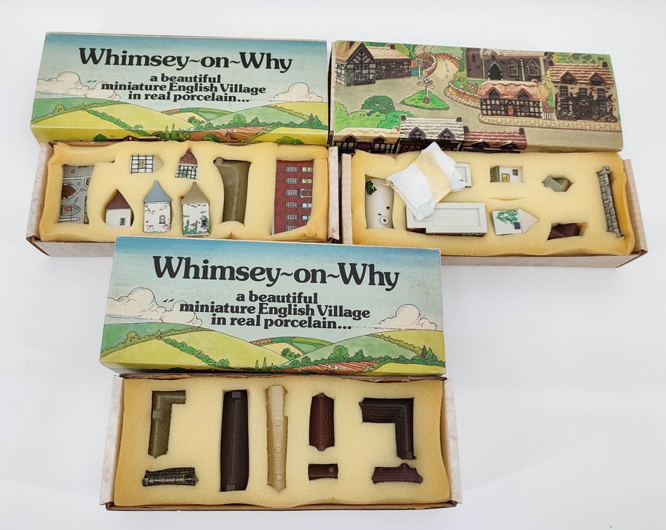 3 SETS OF WADE WHIMSEY ON WHY MINIATURE ENGLISH VILLAGE IN REAL PORCELAIN OBS  INV 262380695