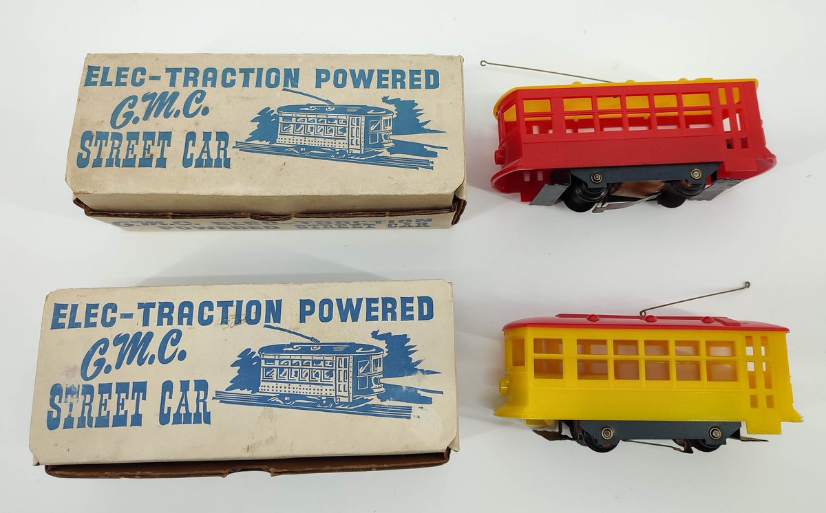2 VINTAGE GENERAL MODELS CORPORATION ELEC-TRACTION POWERED STREET CARS FROM 1950'S O SCALE OBS  INV 262380701