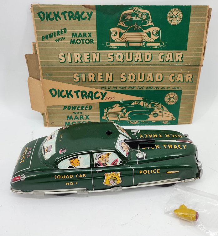 MARX DICK TRACY SIREN SQUAD CAR POLICE CAR HAS BOX WITH IT ROUGH  INV 262380740