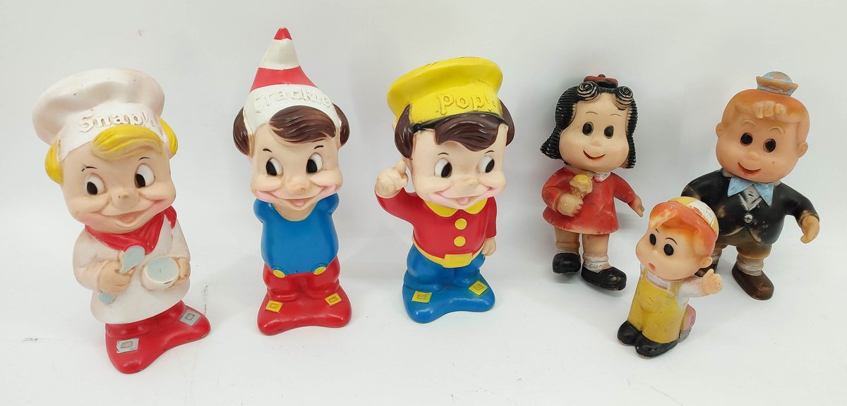 TOYS 6PC VINTAGE RUBBER / PLASTIC TOY FIGURES LITTLE LULU, TUBBY, LITTLE BOY, SNAP, CRACKLE, POP FIGURES  INV 262380745