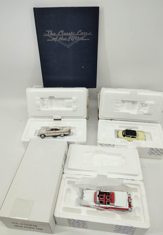 TOYS 3 PC FRANKLIN MINT DIE CAST COLLECTIBLE NASH RAMBLER, PONTIAC FURY, FORD FAIRLAND  INV 262380763