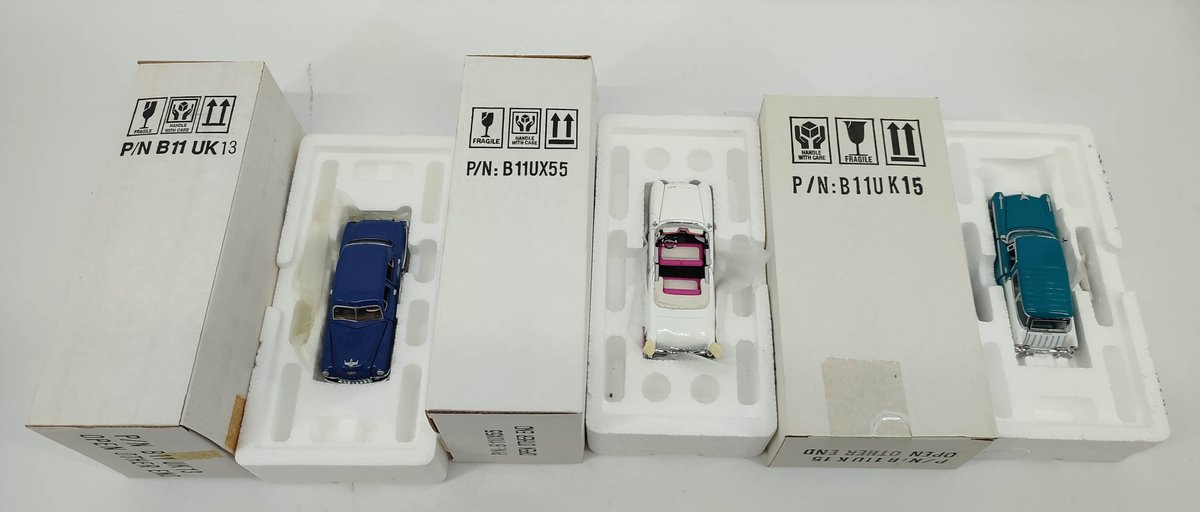 TOYS 3 PC FRANKLIN MINT DIE CAST COLLECTIBLE CARSDESOTA FIRE DOME, PACKARD, NOMAD IN BOXES  INV 262380762