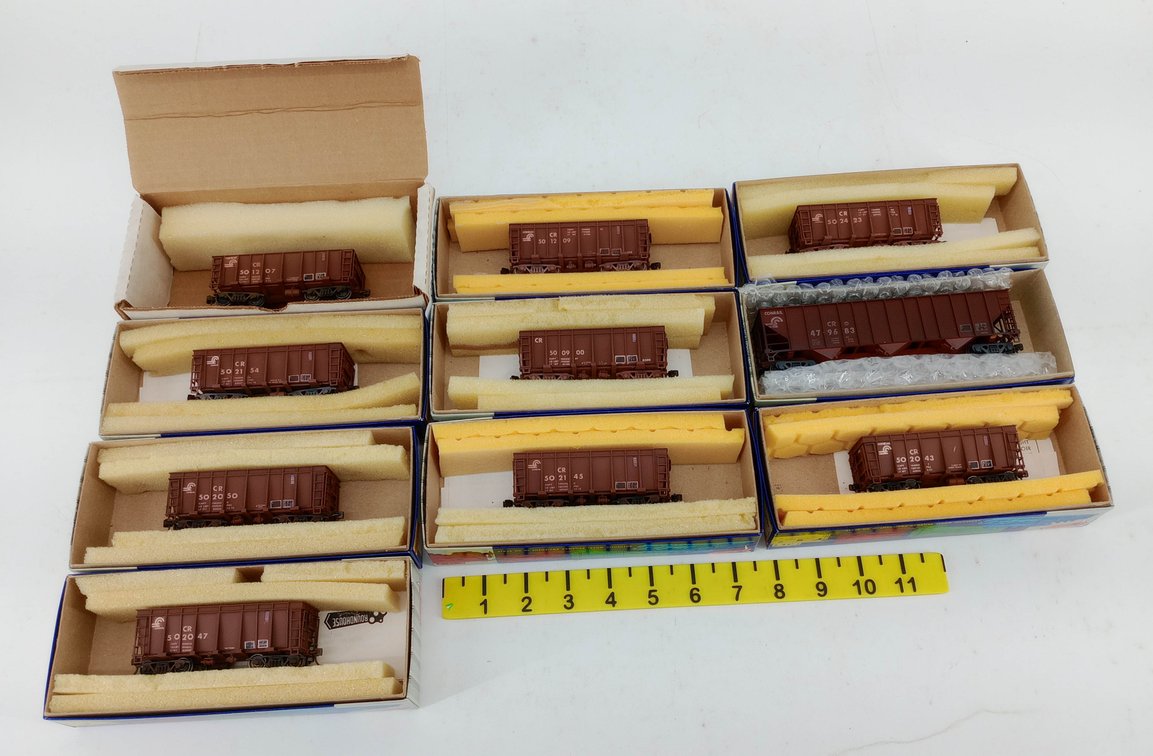 10 ROUNDHOUSE 1701 CR CONRAIL 26' ORE CARS & HOPPER, 10 OBS  INV 262860049