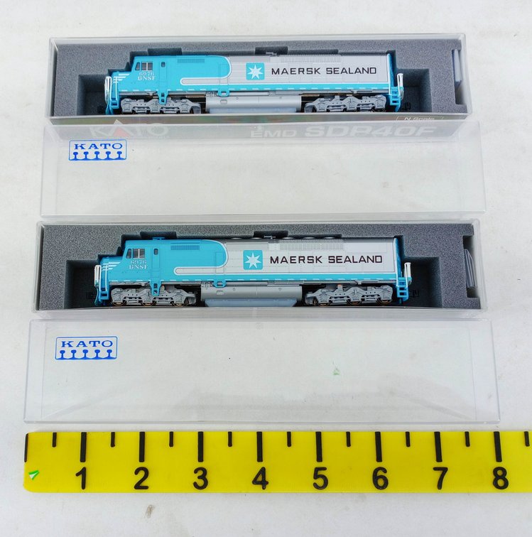 2 KATO N GAUGE 176-9241 BNSF MAERSK SDP40F DIESEL LOCOMOTIVES, 2 OBS INV 263331951