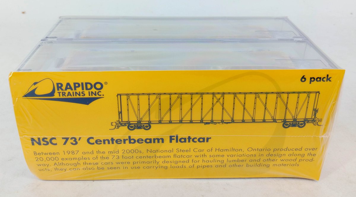 6 RAPIDO 562007A TTX NSC 73FT CENTERBEAM FLATCARS, SEALED OB N GAUGE INV 263331965