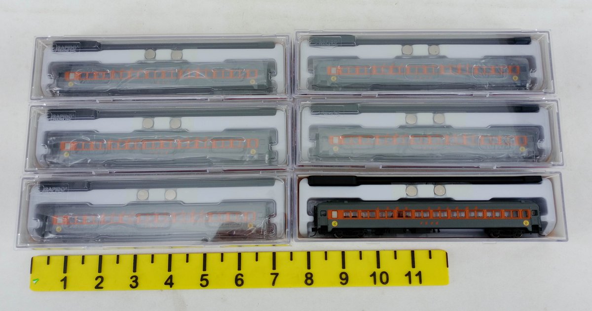 6 RAPIDO N SCALE LONG ISLAND DASHING DAN OSGOOD BRADLEY 10 WINDOW COACHES, 6 OBS INV 263331976