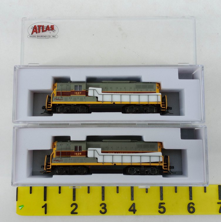 2 ATLAS N GP-7TT PH2 ERIE LACKAWANNA LOCOMOTIVES #1406 & #1407, 2 OBS INV 263331981