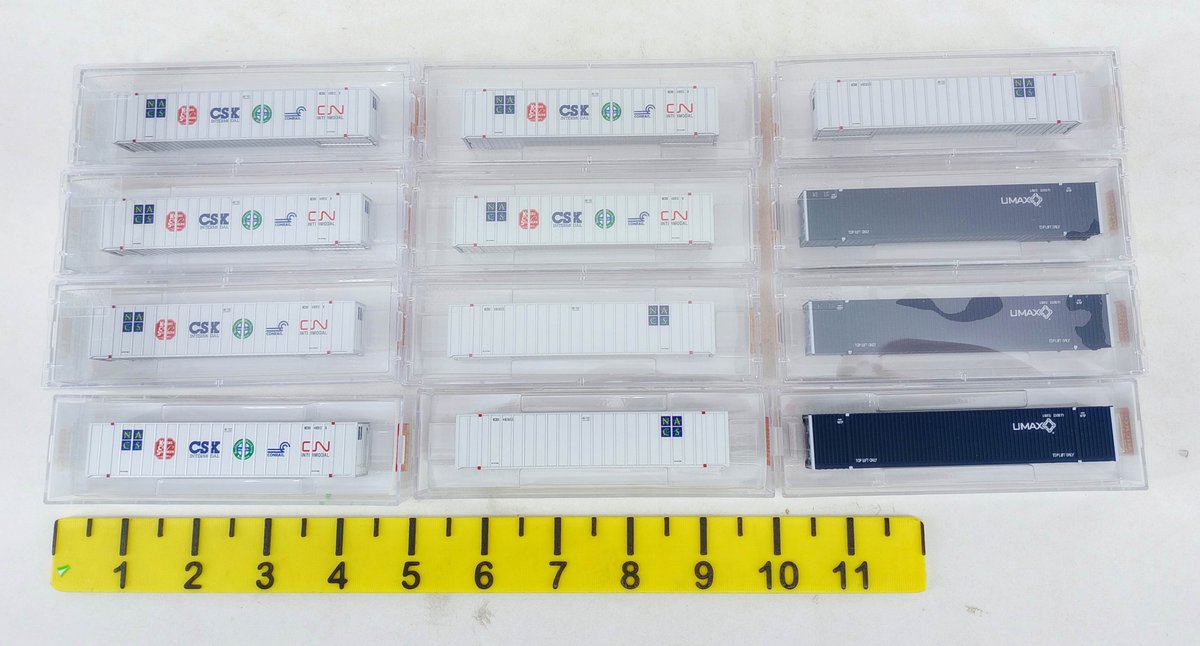 MIXED MICRO-TRAINS N SCALE NACS & UMAX CONTAINERS, 12 OBS INV 263331984
