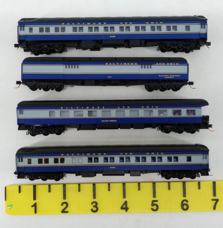 4 MICRO-TRAINS BALTIMORE AND OHIO N SCALE PASSENGER & EXPRESS CARS INV 263331986