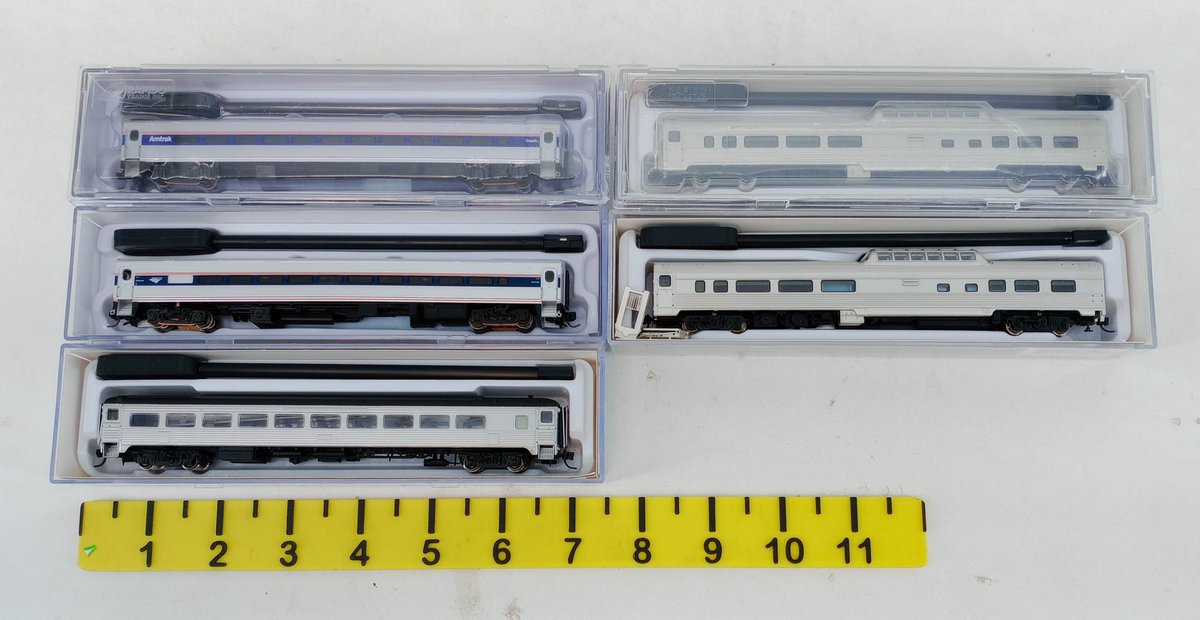 5 RAPIDO TRAINS N SCALE AMTRAK & VIA RAIL SKYLINE DOME & PASSENGER CARS, 5 OBS  INV 263332034