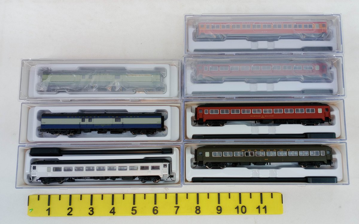 7 RAPIDO N SCALE PASSENGER & BAGGAGE CARS B&O, ERIE, SEABOARD, B&M, 7 OBS  INV 263332035