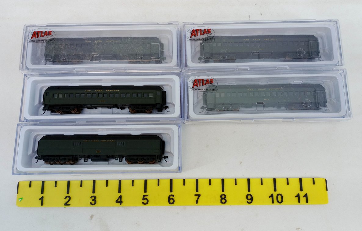 5 ATLAS N TRAINMAN NYC 60' COACHES & BAGGAGE CAR, 5 OBS  INV 263332043