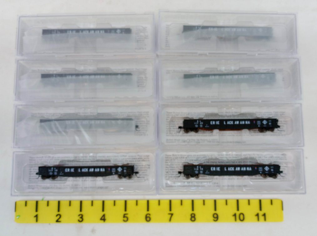 8 BLUFORD SHOPS N SCALE ERIE LACKAWANNA 52'6" MILL GONDOLAS, 8 OBS  INV 263332061