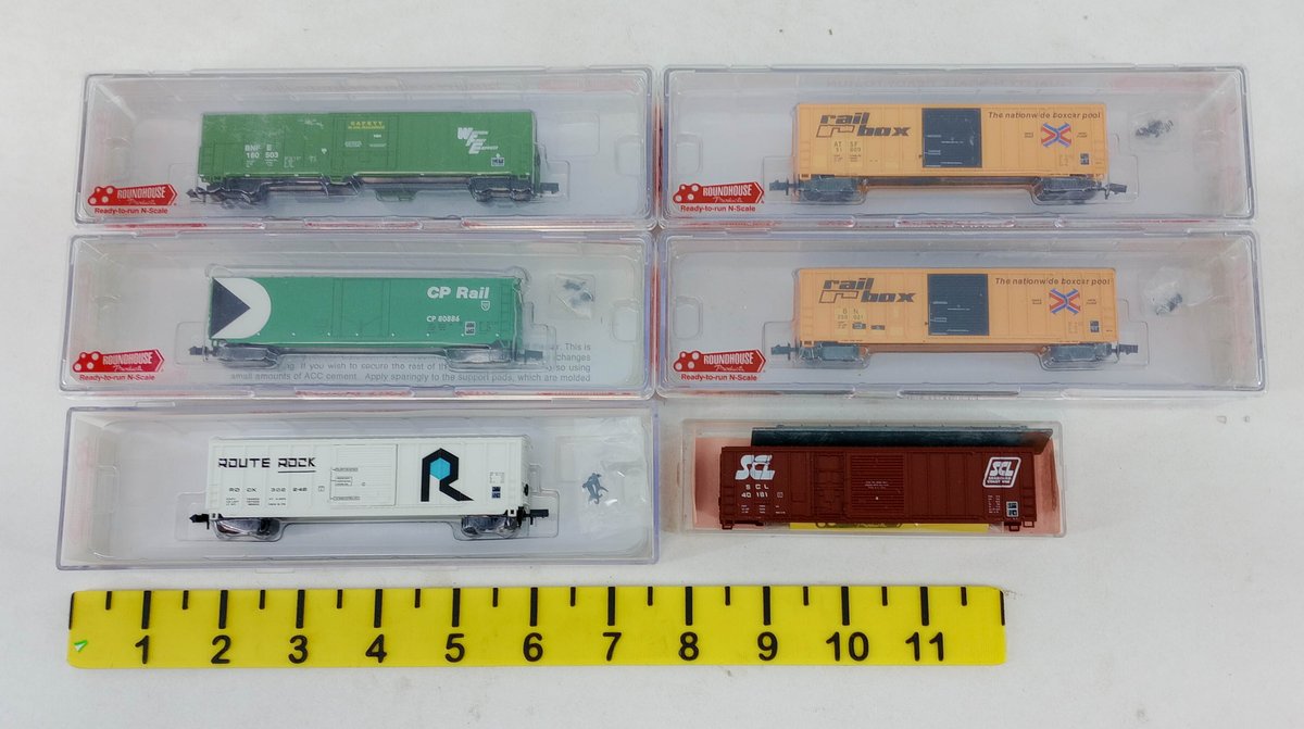6 ROUNDHOUSE N SCALE BOX CARS & REEFER, 5 OBS, 1 KIT NNC  INV 263332060