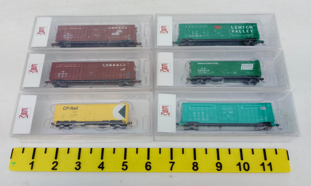 6 EASTERN SEABOARD MODELS N SCALE CONRAIL, LV, PC, NYC & CP RAIL BOXCARS, 6 OBS  INV 263332077