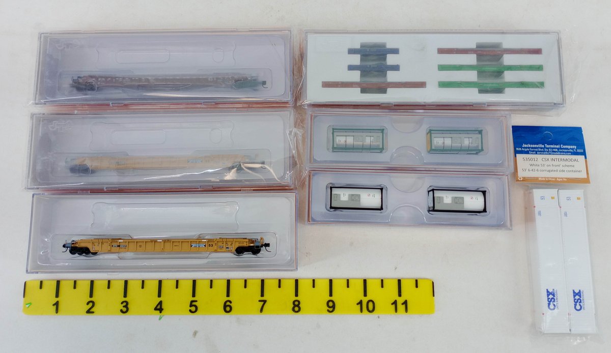 ASSORTED N SCALE INTERMODAL WELL CARS & CONTAINERS, JTC CSX 535012 OBS  INV 263332087