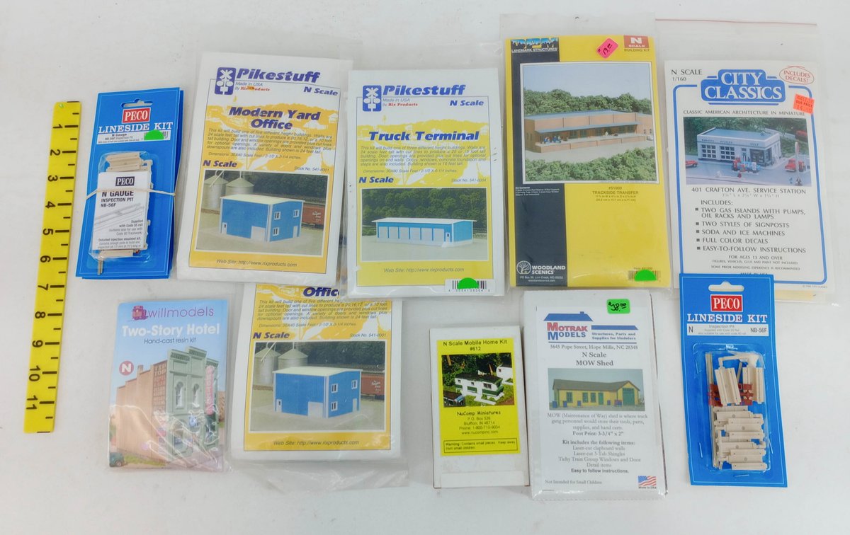 ASSORTED N SCALE BUILDING KITS PIKESTUFF PECO CITY CLASSICS WOODLAND SOME OBS NNC  INV 263332108