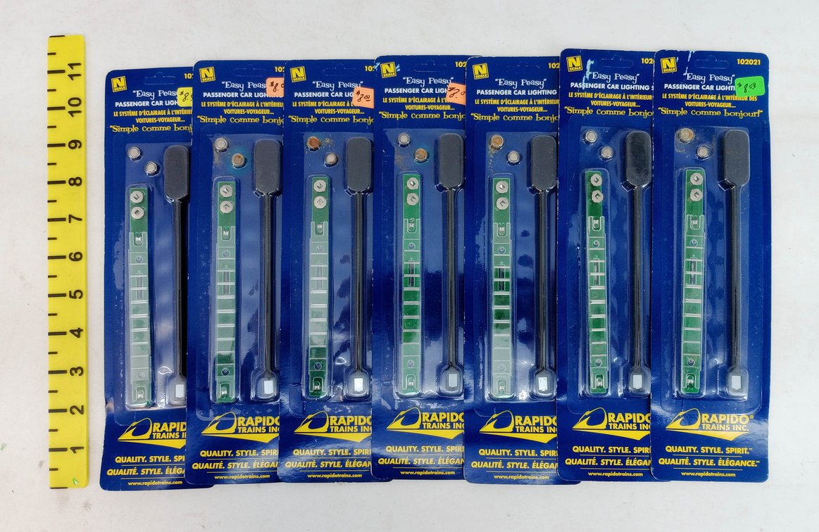 7 RAPIDO TRAINS 102021 EASY PEASY N SCALE PASSENGER CAR LIGHTING SETS, 7 OBS  INV 263332119